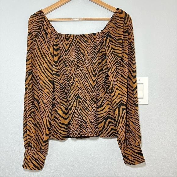 boho Ember LagenLook Square Neck Semi Sheer Long Sleeve w/ Cuff Burnt Orange top - Picture 5 of 9